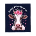 thumbnail image 2 of Cozy Flannel Blanket with Whimsical Cow Design & Pink Hearts - Soft Warm Perfect for Sofa Travel Bed or Chair, 2 of 5