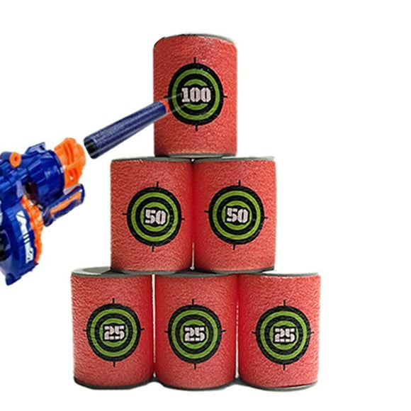 Amyove 6pcs Eva Soft Bullet Target Foam Can Target Dart Foam Gun Shoot Kids Toy For Nerf N-strike Blasters