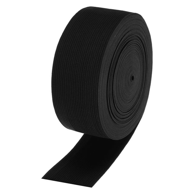 Unique Bargains 2 Inch x 14 Yard Knit Elastic Spool Flat Elastic Band for Sewing, Black