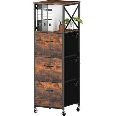 3 Drawers Vertical Wood File Cabinet, Mobile Filing Cabinet with Open Storage Shelves & Adjustable feet, Filing Cabinets for Home Office, Fits A4 or Letter Size, Easy to Assemble