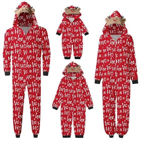 

wsevypo Family Matching Christmas Pajamas Onesies Elk Antler Hooded Romper One Piece Sleepwear Christmas Jumpsuit