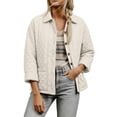 thumbnail image 2 of Womens Collared Jacket Quilted Button Front Long Sleeve Versatile Everyday Jacket, 2 of 9
