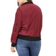 thumbnail image 3 of MODA NOVA Juniors Plus Size Contrast Trim Zipper Hip Length Bomber Jacket Red 4X, 3 of 6