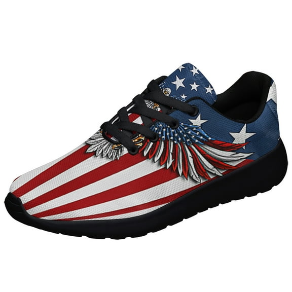 Patriotic Eagle American flag Shoes Sneakers Black Size 3.5