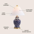 thumbnail image 3 of JONATHAN Y School of Fish 22" Ginger Jar Ceramic/Metal LED Table Lamp, Navy, JYL6209A, 3 of 8