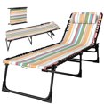 thumbnail image 1 of Multicoloured Folding Chaise Lounge – Adjustable Outdoor Recliner for Beach, Patio & Camping | Steel Frame, Breathable Mesh, 77” L x 23” W, 1 of 7