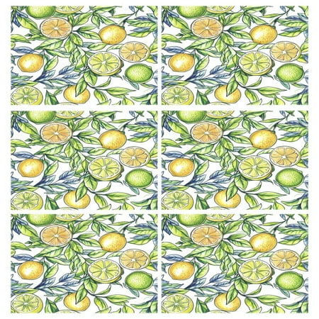 

Fresh Lemon 6-Piece 12x18in Durable Place Mats Heat-Proof and Non-Slip