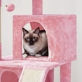 thumbnail image 6 of YEXJ 36in Cat Tree Cat Tower Play House Climber Stand Furniture with Scratching Post, Plush Perch, Dangling Ball, Two Condo and Ramp, for Kittens, Cats and Pet-Pink, 6 of 12