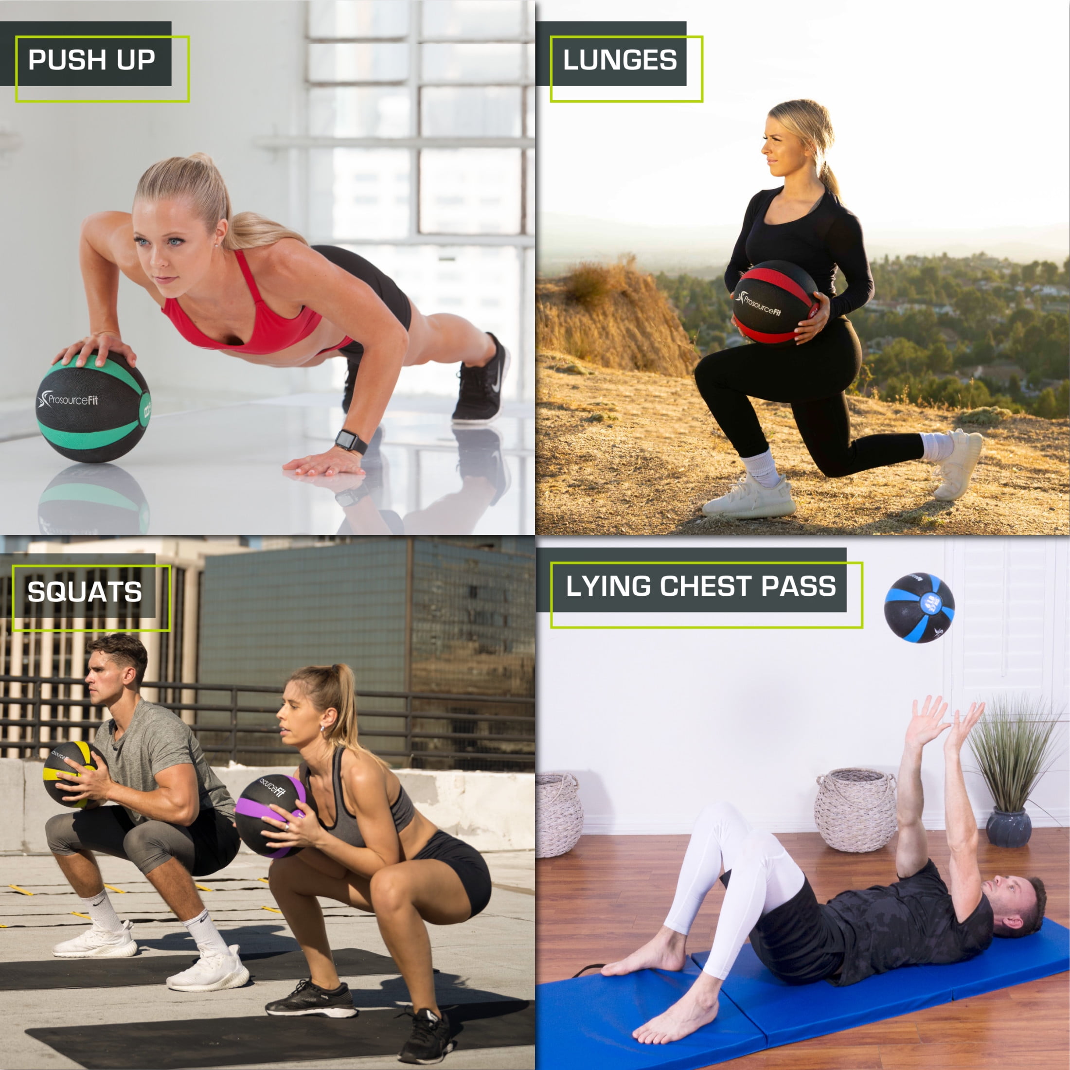 ProsourceFit Weighted Medicine Ball for Full Body Workouts w/ Non-Slip Grip,4 lb