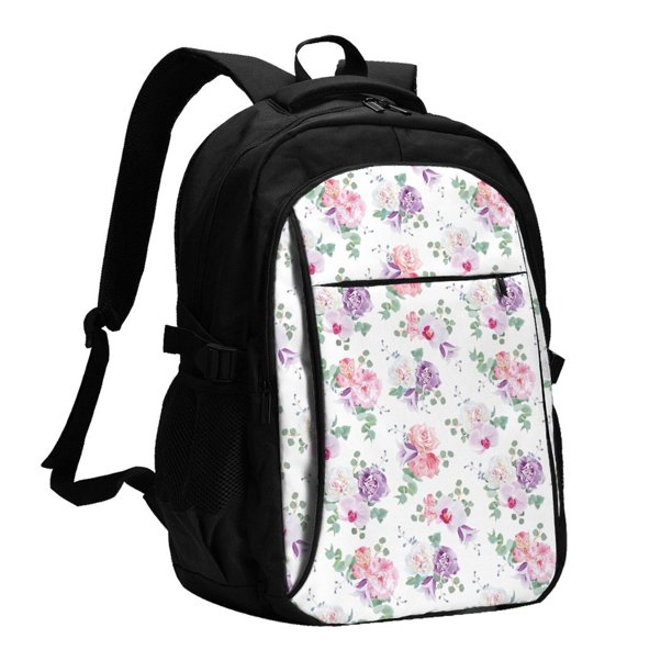 Fotbe Rose Flower B Mochila con Estampado y Puerto USB para Hombre y Mujer, Mochila Antirrobo, Mochila de Viaje, Mochila Escolar, Mochila Universitaria