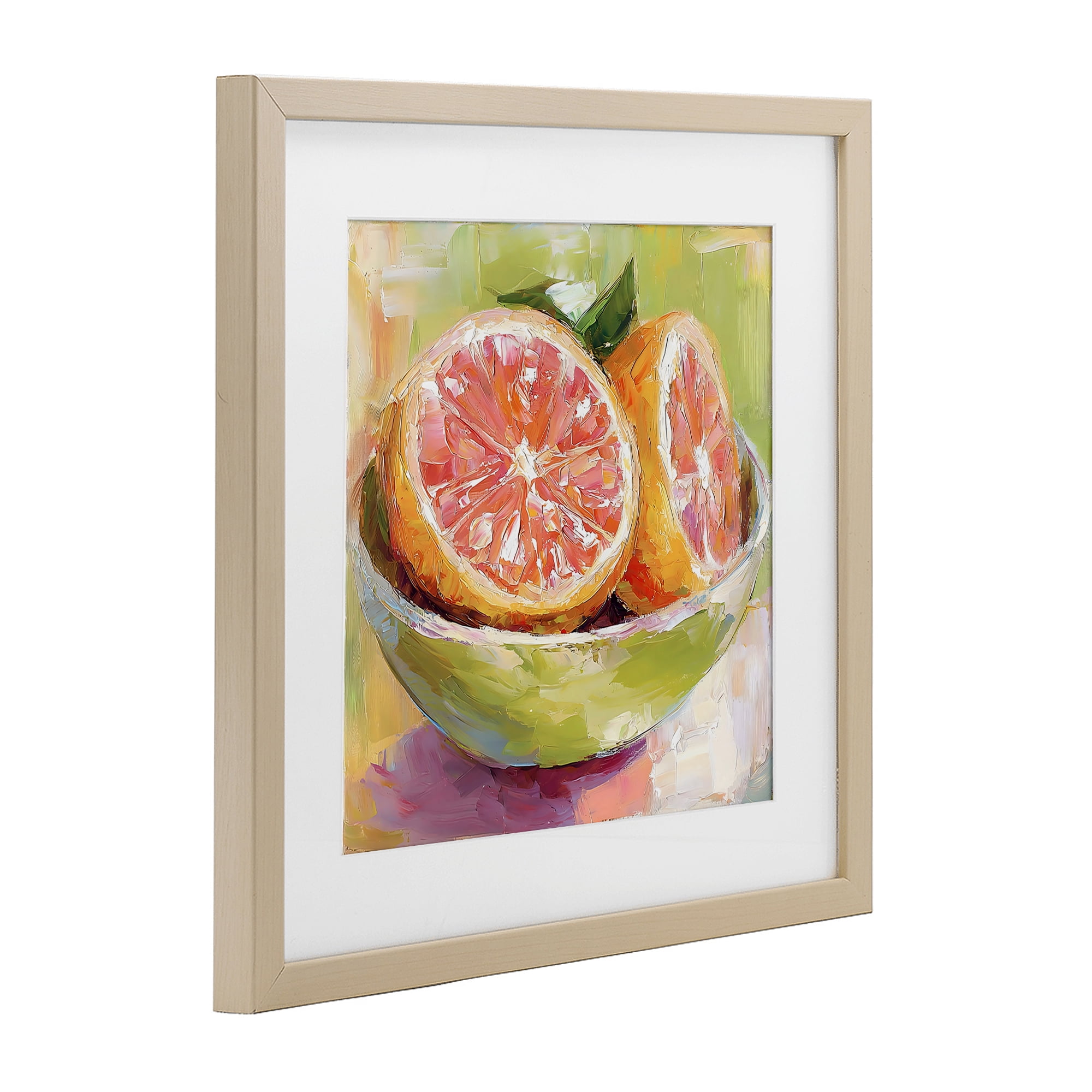 Stupell Industries Sliced Grapefruit in Bowl Birch Framed Print Under Glass, design by Riley B