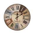 thumbnail image 1 of Christmas Decorations 12 Inch Silent Vintage Design Wooden Round Wall Clock Arabic Numerals Vintage Rustic Shabby Chic Style Wooden Round Home Decoration Wall Clock, 1 of 5