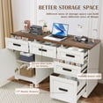 thumbnail image 3 of Magic Union 60" Farmhouse Executive Desk with Drawers, Wood Home Office Desk with Charging Station, Keyboard Tray, Computer Writing Desk with Filing Cabinet Drawers for Work Study, Antique White, 3 of 8