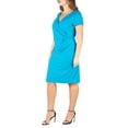 thumbnail image 3 of 24seven Comfort Apparel Plus Size Short Sleeve V Neck Faux Wrap Dress, 3 of 4