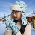 thumbnail image 4 of 1 Set Hat Gloves Animal Pattern Camouflage Autumn Winter Warm Ear Flap Cap Set for Outdoor, 4 of 10