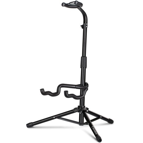 CAHAYA Guitar Stand Floor - Folding Universal Guitar Holder for Acoustic Electric Guitars Bass Guitar Adjust Height from 30.7 to 37 In Fold
