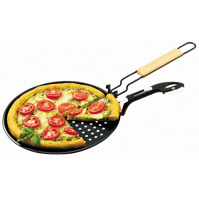 Pizza Grill Pan 12″ w/ Removable Handle Perforated Non-Stick BBQ Grilling  Dish