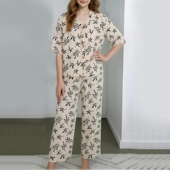 SGFCWSX Girls Clothing Sets Graphic Print Half Sleeve Wide Leg Pants 2 Piece Casual Outfit for Teens Khaki Size 15-16 Years