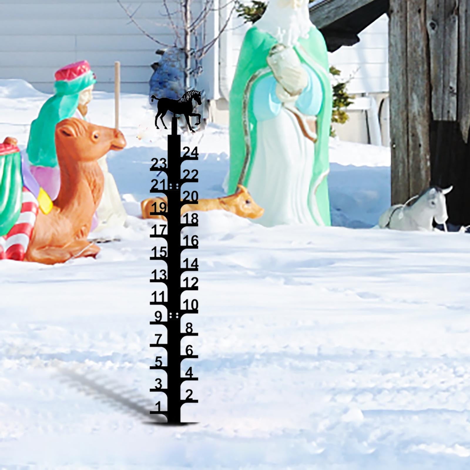 Festive Snowflake Design Snow Ruler, Hand-Painted Metal Christmas Decoration for Outdoor Garden, Functional Snow Gauge to Measure Winter Snowfall Depth