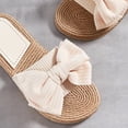 thumbnail image 4 of Sandalias planas abiertas Slotas de nudo de arco Sandalias al aire libre Boho (39) Beige, 4 of 8