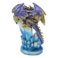 thumbnail image 4 of Purple And Gold Cosmic Dragon On Blue Crystal Stalactite Rock LED Light Statue, 4 of 9