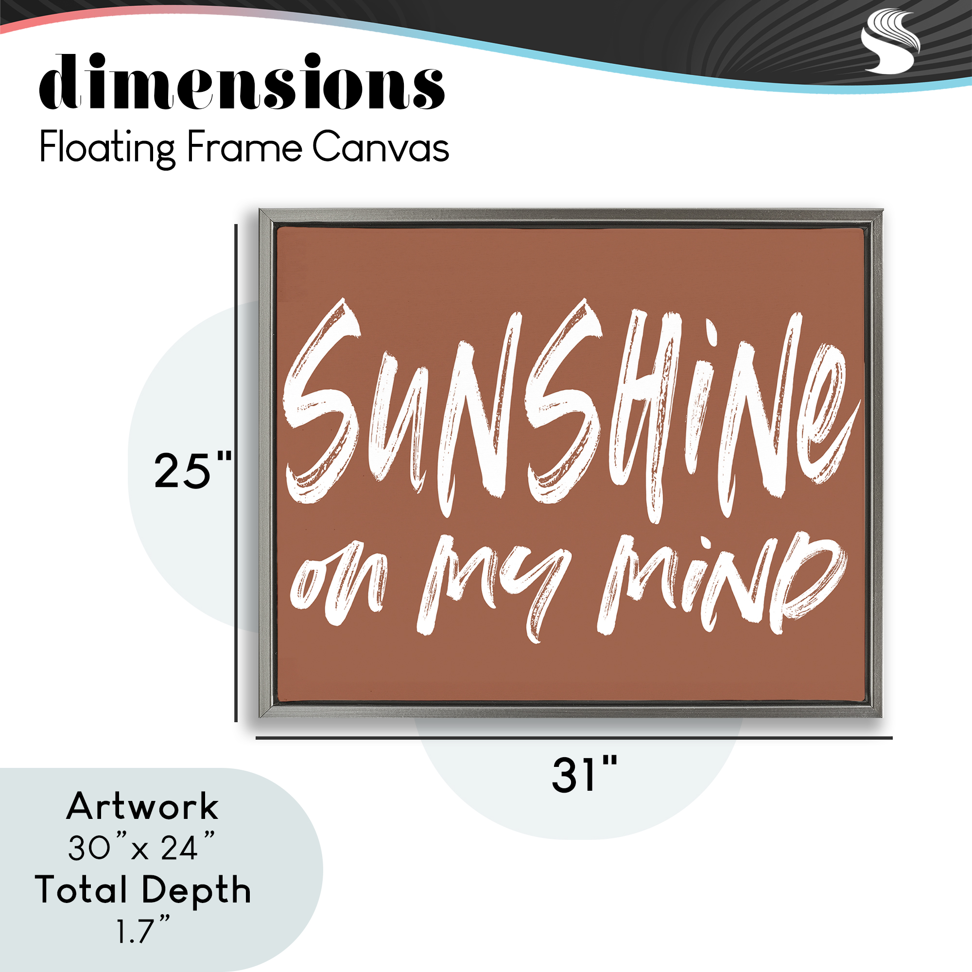 Sunshine State Of Mind Brown Gray Framed Floater Canvas Wall Art, design by Lettered and Lined
