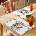 thumbnail image 4 of Vintage Flower Placemats Set of 4, Retro Watercolor Pink Floral Green Leaf Plant Non-Slip Place Mats Washable Table Mats for Kitchen Dining Table Decorations Indoor/Outdoor, 4 of 9