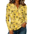 thumbnail image 4 of Women Waffle Knit Long Sleeve Blouse Henley Neck Half Button Shirt Loose Fit Casual Tunic Top L, 4 of 7