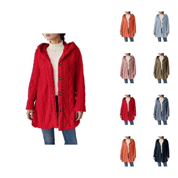 Hooded Button Down Cardigan Long Sleeve Casual Outerwear Solid Color Lightweight Knit Sweater Jacket For Everyday Comfort Cardigan Sweaters for Women