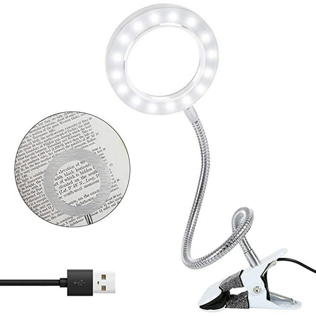 Lámpara de aumento LED de luz diurna regulable de 3 vías, lupa de abrazadera con 6 configuraciones de luz ajustables para lectura, personas mayores, pasatiempos, manualidades