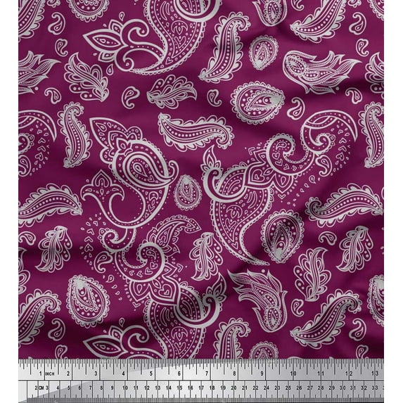 Soimoi Cotton Voile Fabric Paisley Block Print Sewing Fabric Yard 42 Inch Wide