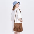 thumbnail image 3 of KL928 Leather Crossbody Bag with Adjustable Strap Multi-Pockets Shoulder bag for Everyday Use,Brown, 3 of 8