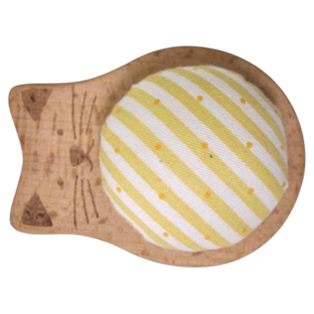 Caja de cojín para agujas, soporte para alfileres, manualidades, base de madera, suministros para coser a mano, aguja Amarillo