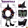 thumbnail image 2 of Coronas de Halloween para puerta de entrada, corona de bruja de Halloween con patas de bruja, sombrero de bruja de Halloween, corona colgante para puerta de bruja, cartel de bienvenida, decoraciones, 2 of 5