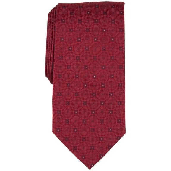 Perry Ellis Mens Tie Necktie One Size Red Denning Geo Pattern
