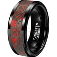 thumbnail image 5 of Wedding Rings for Men Women 8mm Black Tungsten Band Red Inlay & Dark Gears, 5 of 7
