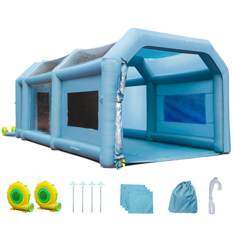 BENTISM Inflatable Paint Booth 28x16x11ft Inflatable Spray Booth Car Paint  Tent with 750W+950W Filter System Blower 