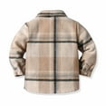 thumbnail image 4 of Shldybc Toddler Boys Girls Flannel Shirt Jacket Plaid Jacket Long Sleeve Lapel Button Down Shacket Fall Shirt Coat Outwear( Khaki, 2-3 Years ), 4 of 9