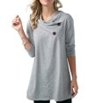 thumbnail image 4 of Puntoco Blusas sueltas casuales de color sólido con cuello en V y manga larga para mujer Puntoco Puntoco-7431, 4 of 9