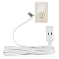thumbnail image 4 of Maximm Cable 12 ft Angled Flat Plug Extension Cord with Multiple Outlets and Child Proof Outlet Cover - 16 AWG 2 Prong Grounded Wire - White - UL Listed - 3 Outlets, 4 of 5
