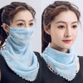 thumbnail image 4 of Yesbay Rose Flower Women Summer Chiffon Anti-UV Thin Veil Scarf Neck Face Cover Shawl, 4 of 8