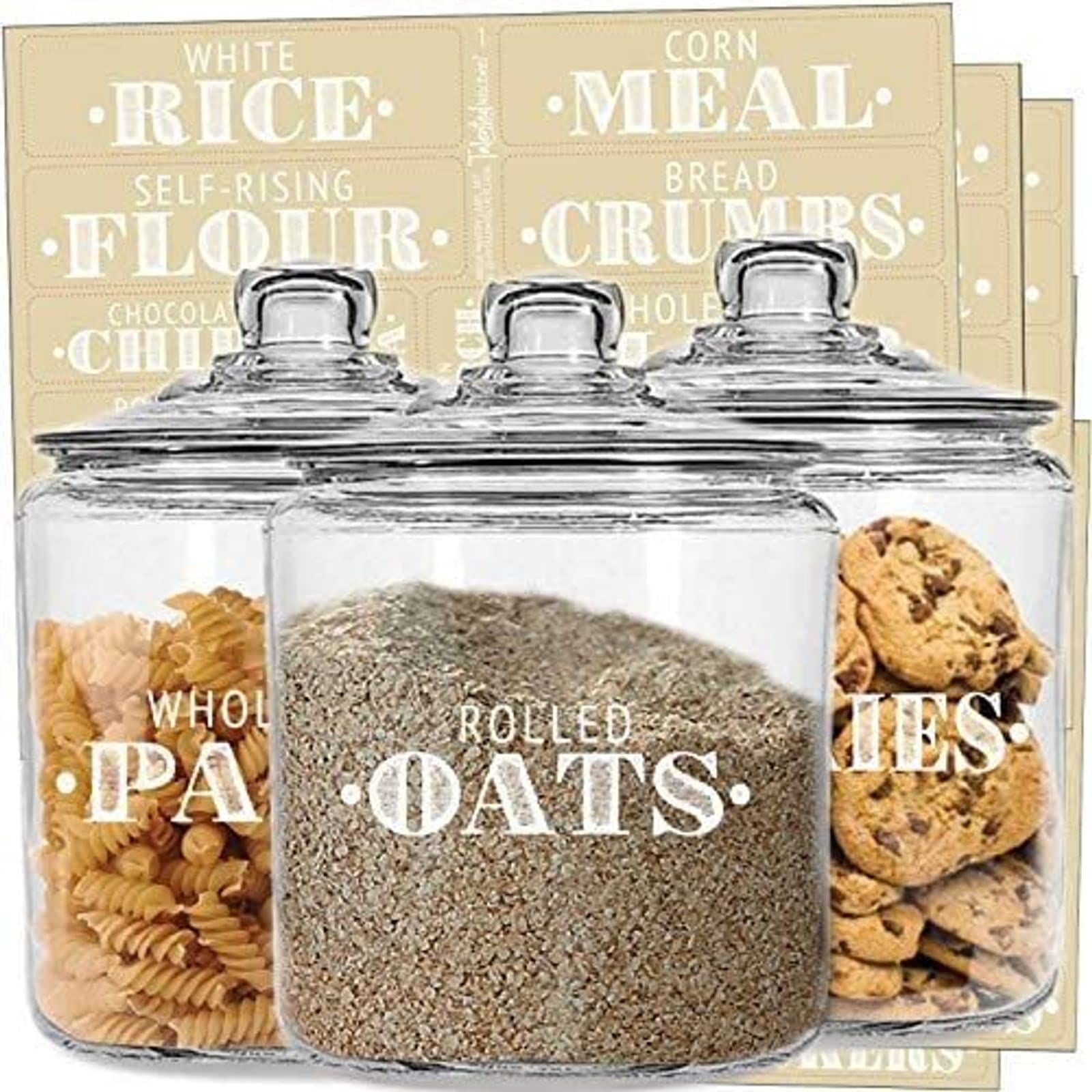Cupboard Organisation. Vinyl Sticker Decal Labels for Jars Containers Self Raising Kitchen Plain and Bread Flour Pantry 