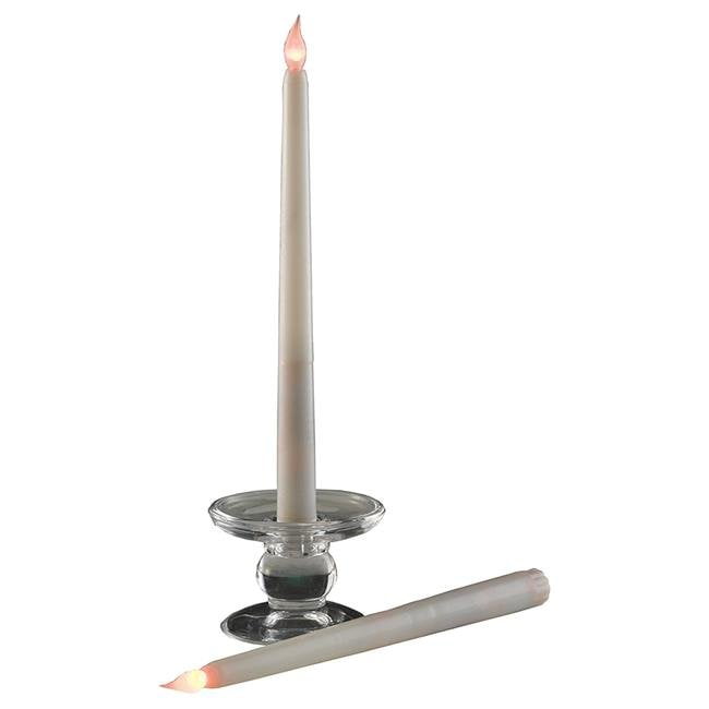 LED Wax Taper Candle, White Pack of 2