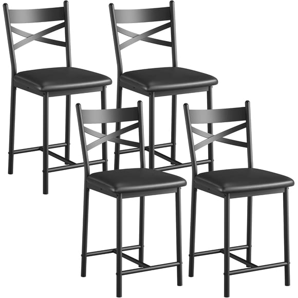Bar Juego de Taburetes de 2/4 con Cojín de Asiento de 16 Pulgadas de Ancho, Respaldo y Reposapiés, Taburetes de Bar Modernos con Altura de Mostrador para Isla de Cocina, Sillas de Bar Tapizadas con Estructura de Metal de Asiento Grande para Barra de Desayuno, Comedor