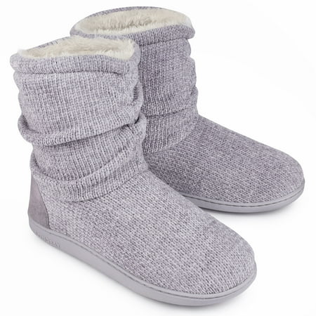 

LongBay Women s Chenille Knit Cosy Boots Slippers Soft Plush Fleece Booties Slipper Memory Foam Women Bootee Slippers House Shoes