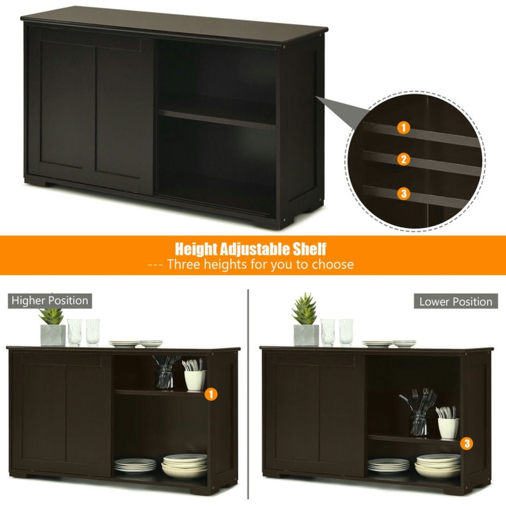 Finihen Kitchen Storage Cabinet, Buffet Sideboard, Kitchen Storage Cabinet with Wood Sliding Door, for Dining Room, Kitchen, Living Room, Brown Finihen Kitchen Storage Cabinet, Buffet Sideboard, Kitchen Storage Cabinet with Wood Sliding Door, for Dining Room, Kitchen, Living Room, Brown