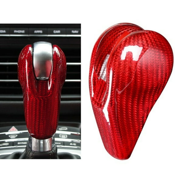 Red Real Carbon Fiber Gear Shift Knob Cover Trim Fit for Porsche 911 718 Cayman Boxster Cayenne Panamera