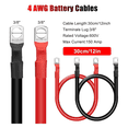 thumbnail image 4 of 12 Pcs Câbles de Batterie 4 AWG, Ensemble de Câbles d'Onduleur de Batterie Marine 30 cm, avec Boulons en Cuivre Étamé 3/8 Po, pour Solaire Automobile, 4 of 6