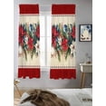 thumbnail image 5 of Red Christmas Curtains 72 Inch Length, Sheer Curtains for Bedroom Living Room Window Xmas Botanical Poinsettia Blue Balls Rod Pocket Voile Drapes Kitchen Curtains Small Half Window 52"x72" 2 Panels, 5 of 7