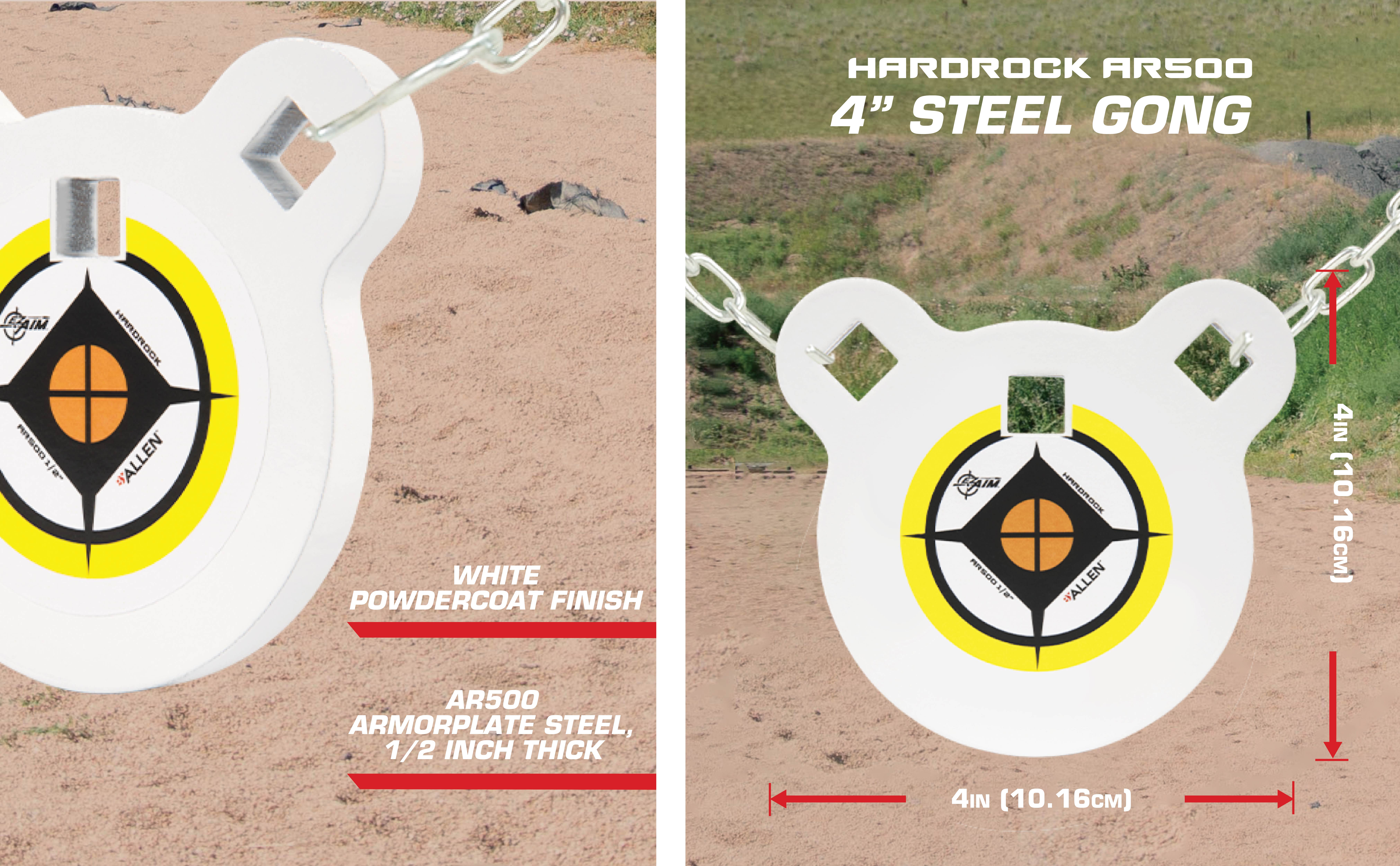 Ez Aim 4" Hardrock Ar500 Steel Gong Shooting Target, Multi-Color